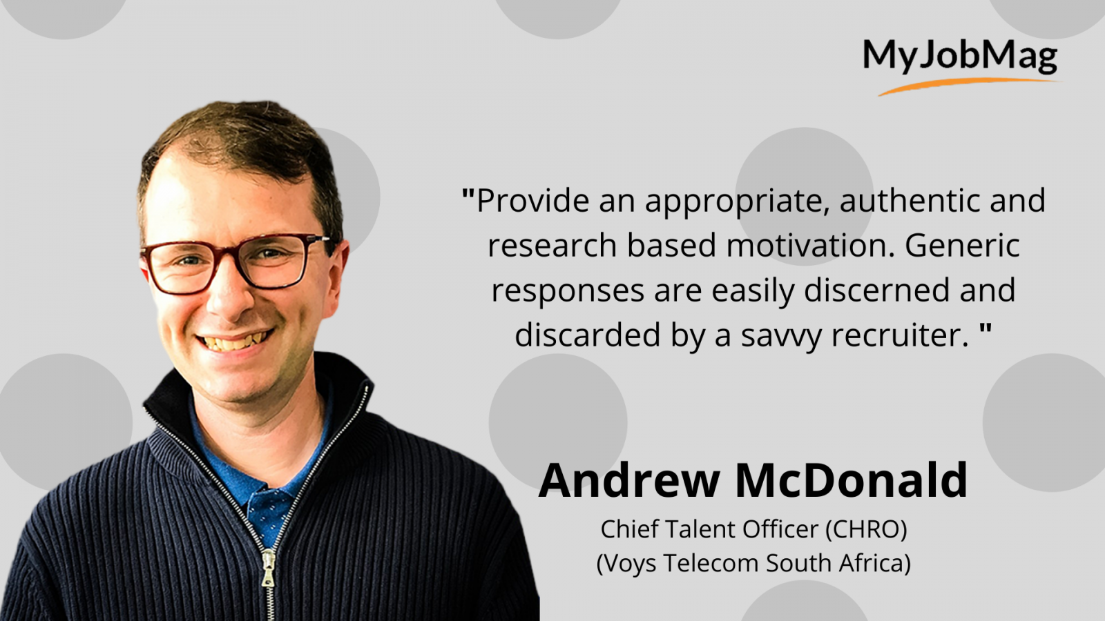 Andrew McDonald career advice